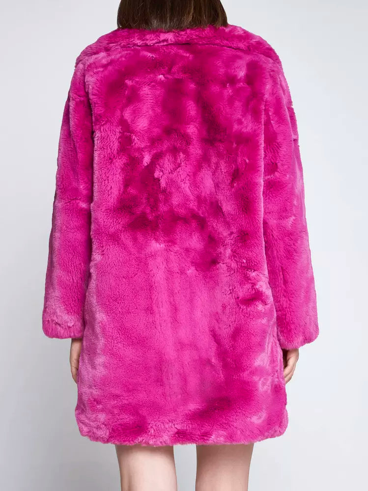 Chic Pink Faux Fur Jacket - Eco-Friendly Winter Essential