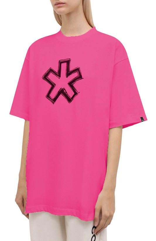 Fuchsia Cotton Tee with Statement Prints