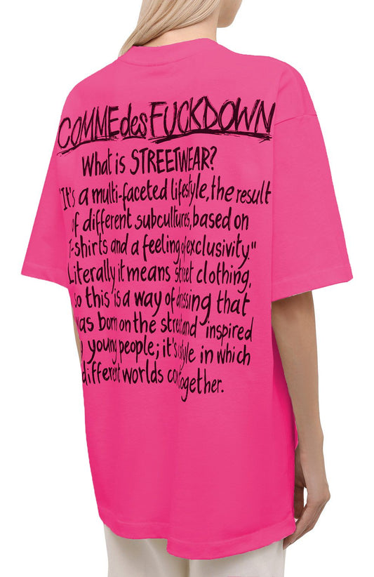 Fuchsia Cotton Tee with Statement Prints