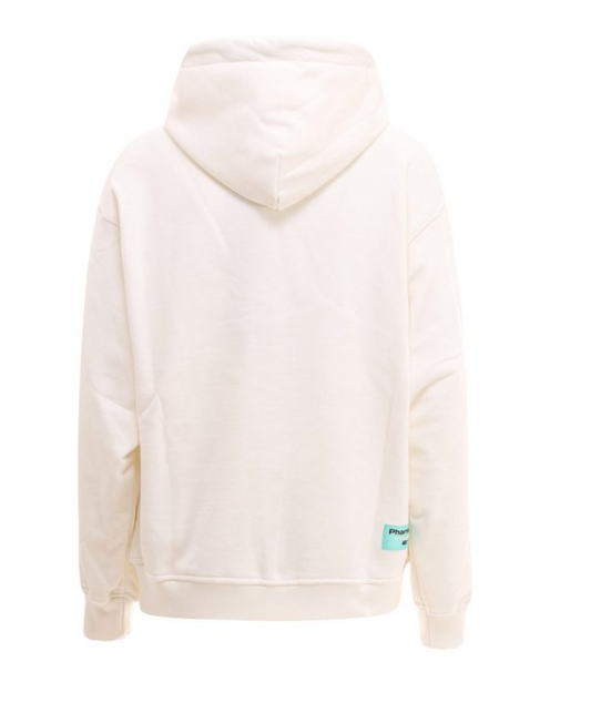 Chic White Cotton Hoodie with Brand Motif