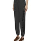 Chic Gray Logo Print Drawstring Tracksuit Trousers