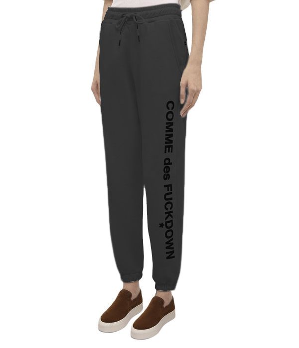 Chic Gray Logo Print Drawstring Tracksuit Trousers