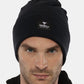 Sophisticated Blue Long Hat with Logo Accent