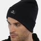 Sophisticated Blue Long Hat with Logo Accent