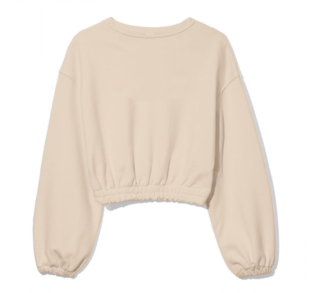 Beige Logo Cotton Crewneck Sweater