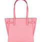 Chic Pink Monogram Shoulder Bag with Logo Detail