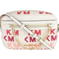 Chic White Crossbody Bag with Pink & Red Accents