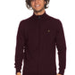 Burgundy Wool-Cashmere Blend High-Collar Cardigan