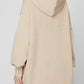 Chic Beige Cotton Hooded Long Sweatshirt