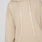 Chic Beige Cotton Hooded Long Sweatshirt
