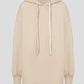 Chic Beige Cotton Hooded Long Sweatshirt