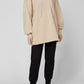 Chic Beige Cotton Hooded Long Sweatshirt