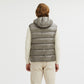 Reversible Goose Down Hooded Vest in Gray