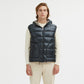 Reversible Goose Down Hooded Vest in Gray