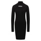 Sleek Cotton Turtleneck Dress with Logo