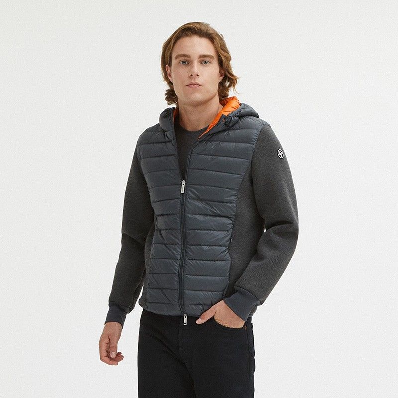 Elegant Grey Goose Down Puffer Jacket