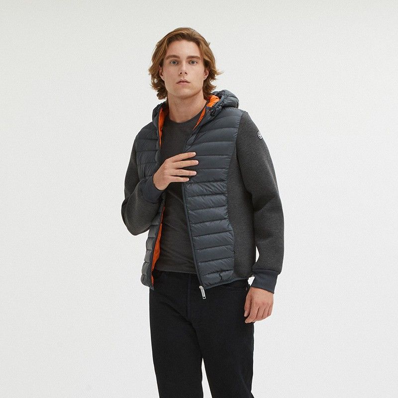 Elegant Grey Goose Down Puffer Jacket