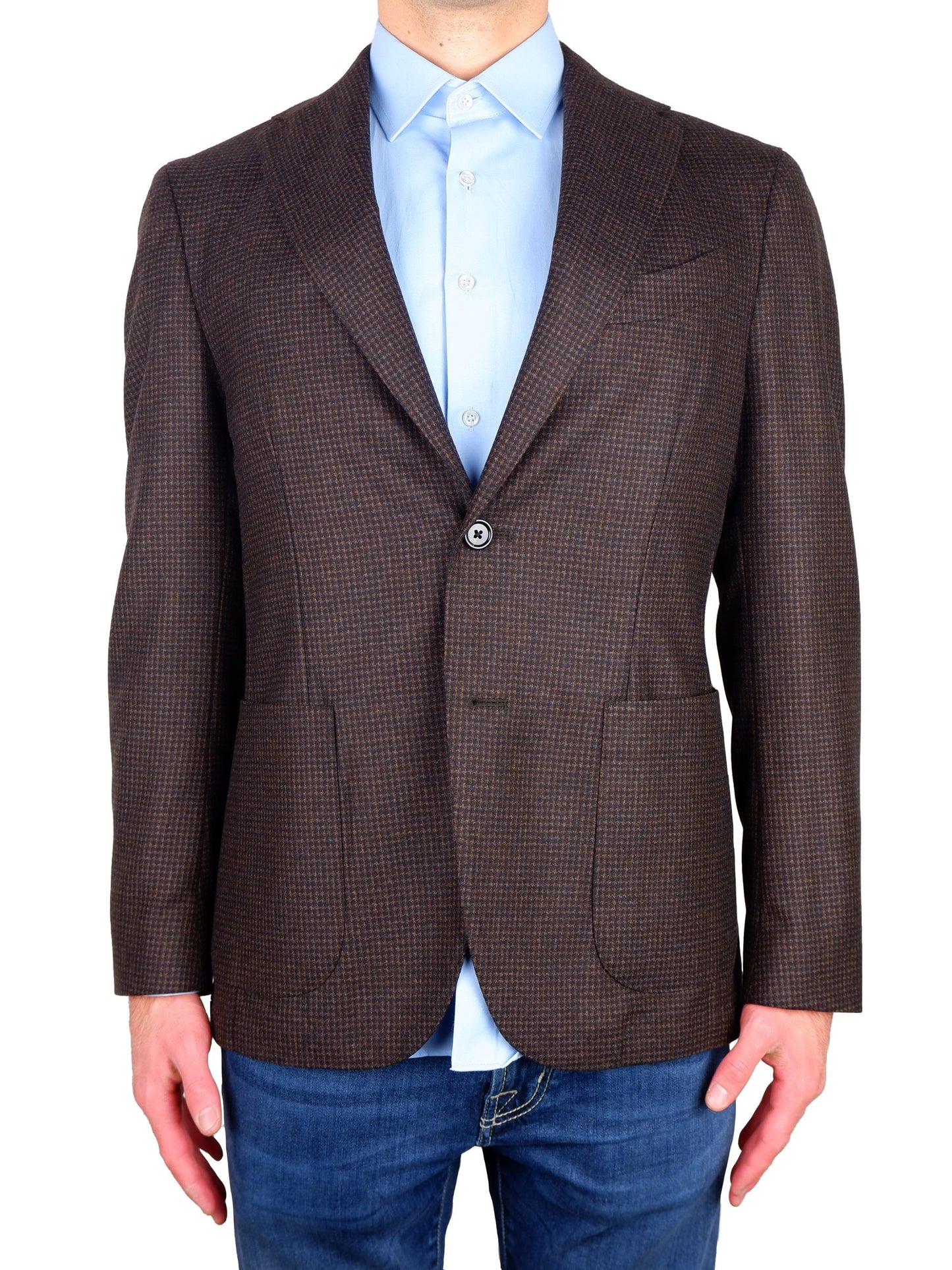 Elegant Brown Merino Wool Classic Jacket