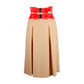 Chic Beige Crepe Skirt with Ribbon Details