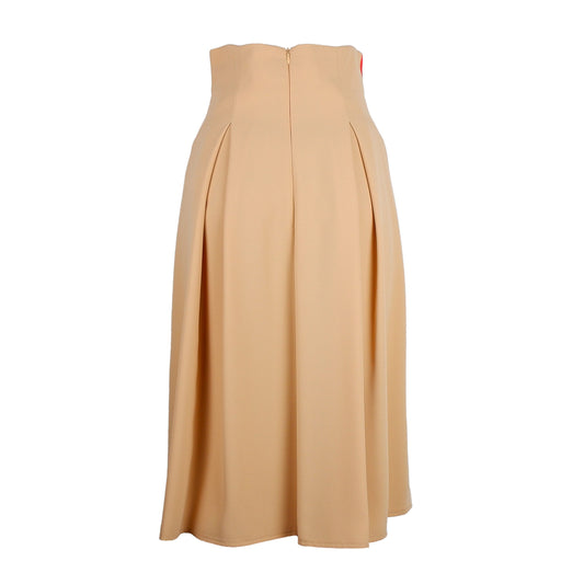 Chic Beige Crepe Skirt with Ribbon Details