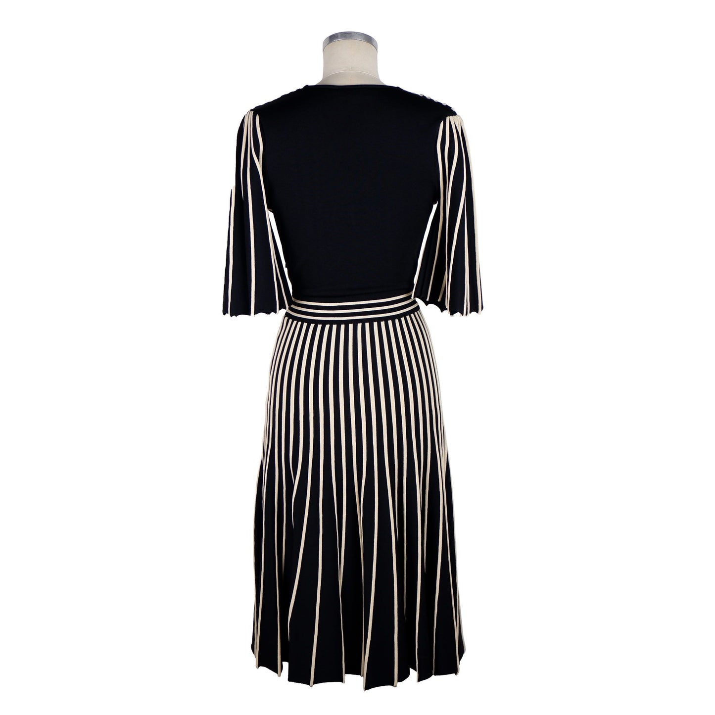 Chic Striped V-Neck Long Sleeve Dress