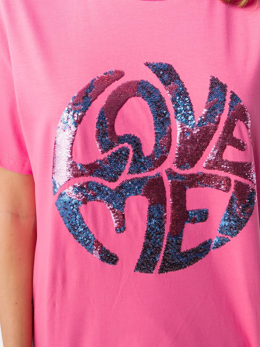 Elegant Pink Sequined Cotton Tee