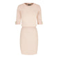 Elegant Pink Crew-Neck Dress with Golden Accents