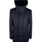 Elegant Blue Wool-Cashmere Coat with Hood
