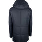 Elegant Blue Wool-Cashmere Coat with Hood