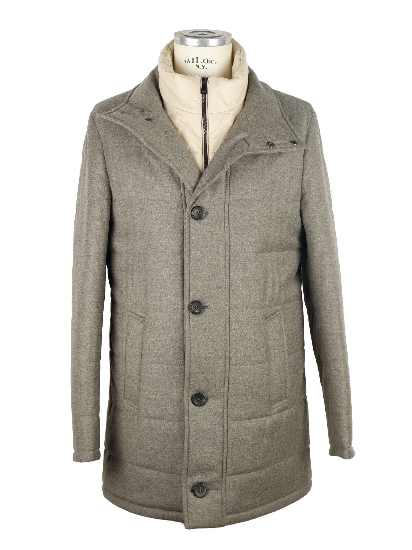 Elegant Gray Wool-Cashmere Jacket