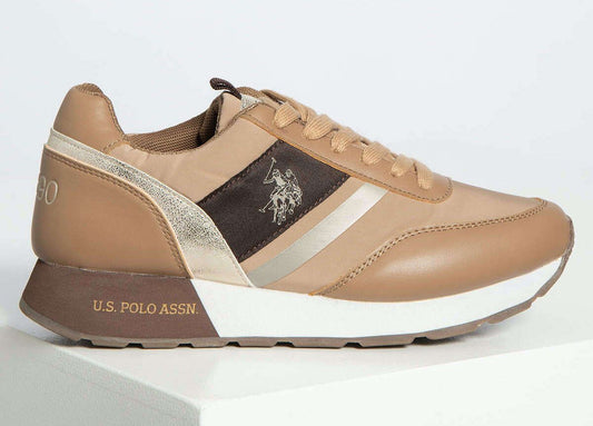 Chic Beige Eco-Fabric Sneakers with Contrasting Accents