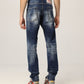 Slim Fit Distressed Denim with Paint Detail