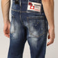 Slim Fit Distressed Denim with Paint Detail