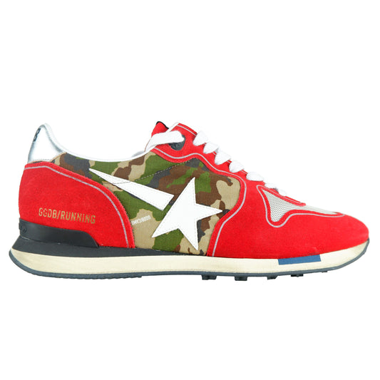 Red Suede Camo Accent Sneakers