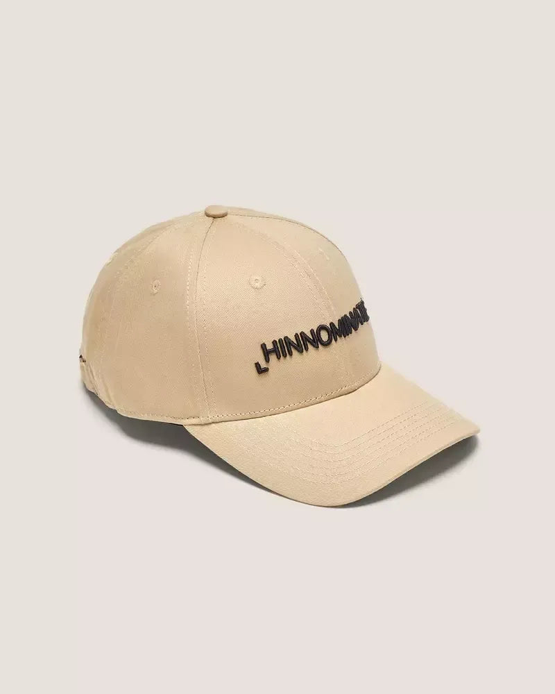 Beige Embroidered Logo Cotton Hat