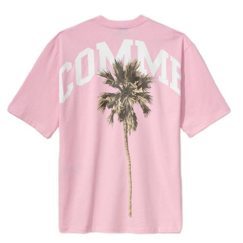 Pink Crew Neck Logo Tee with Graphic Print