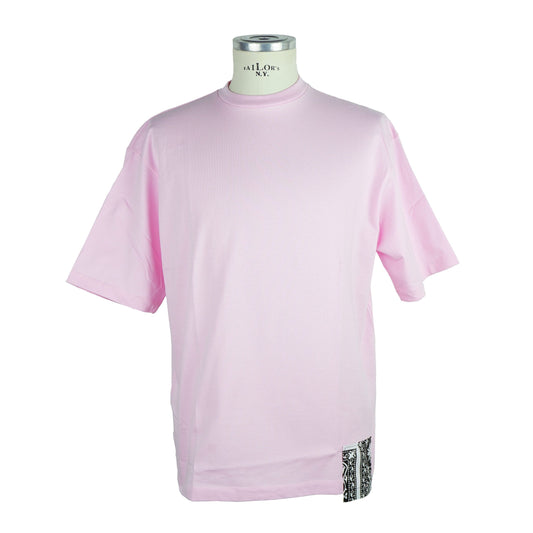 Graphic Print Crew Neck Men's Tee - Pink