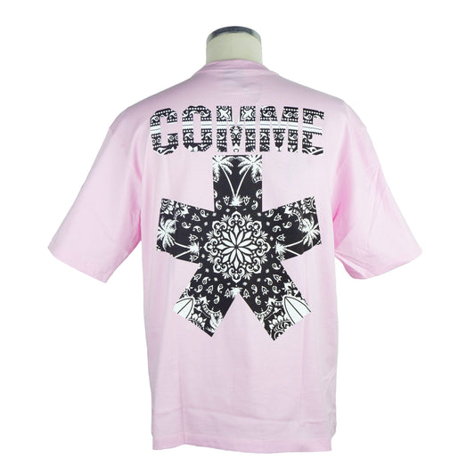 Graphic Print Crew Neck Men's Tee - Pink