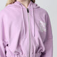 Plush Purple Cotton Hoodie with Zip Closure