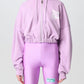 Plush Purple Cotton Hoodie with Zip Closure