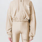 Chic Beige Zip Hoodie with Front Logo