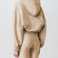 Chic Beige Zip Hoodie with Front Logo