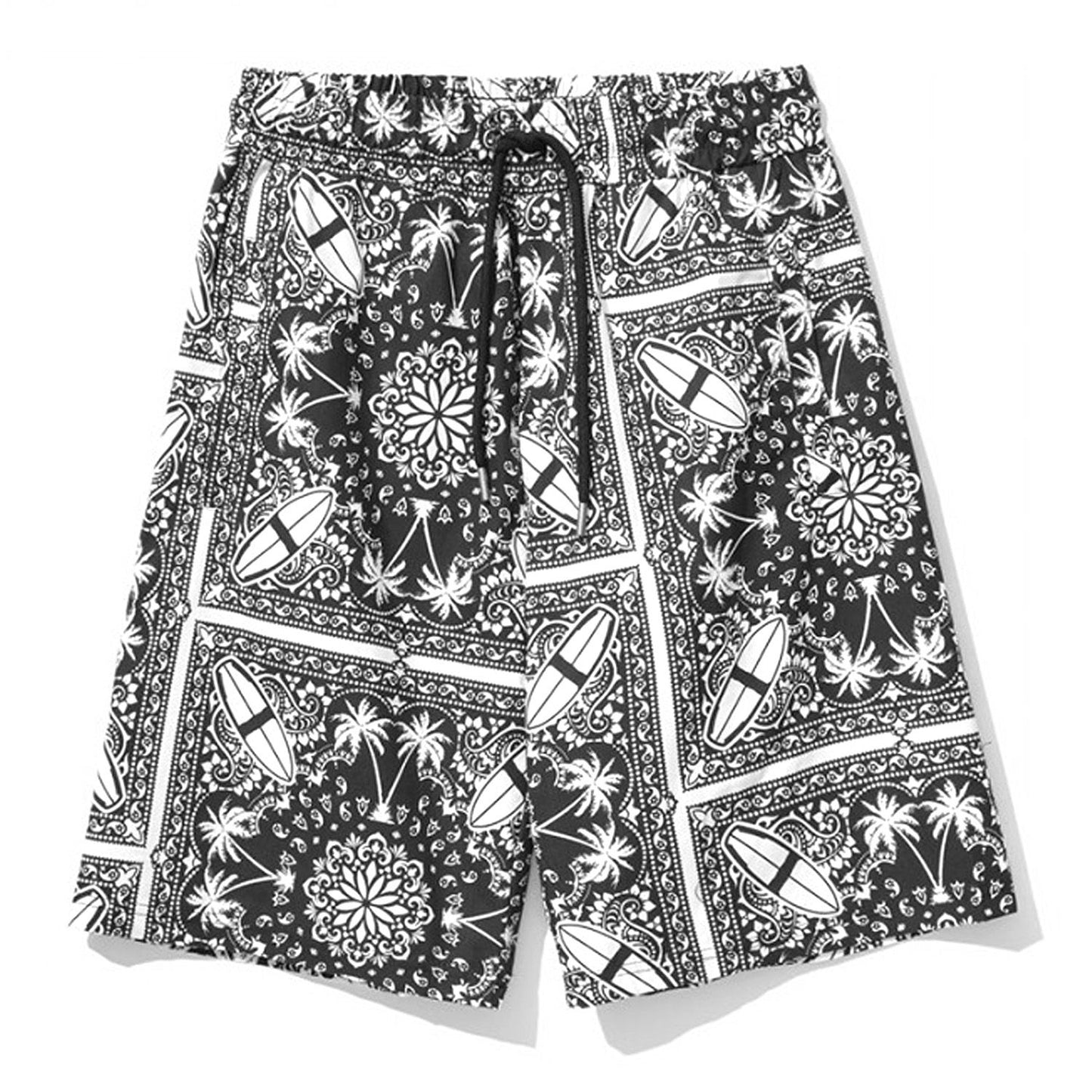 Abstract Motif Bermuda Stretch Shorts