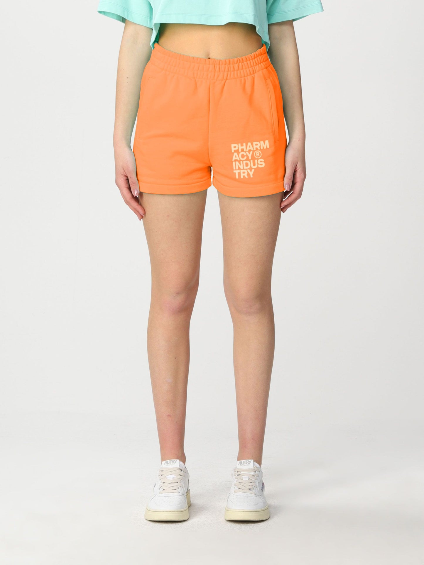 Chic Orange Cotton Logo Shorts