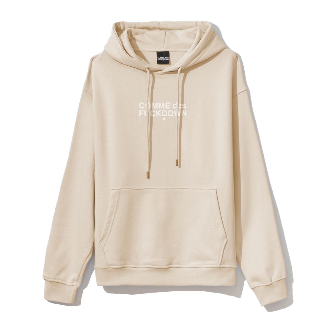 Chic Beige Graphic Hooded Sweatshirt