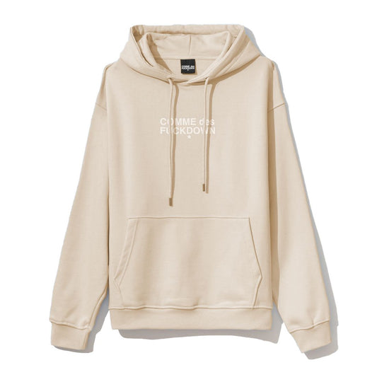 Chic Beige Graphic Hooded Sweatshirt