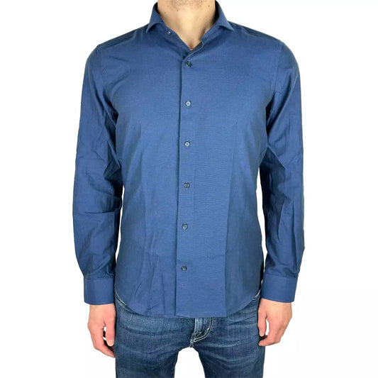 Elegant Milano Solid Blue Oxford Shirt