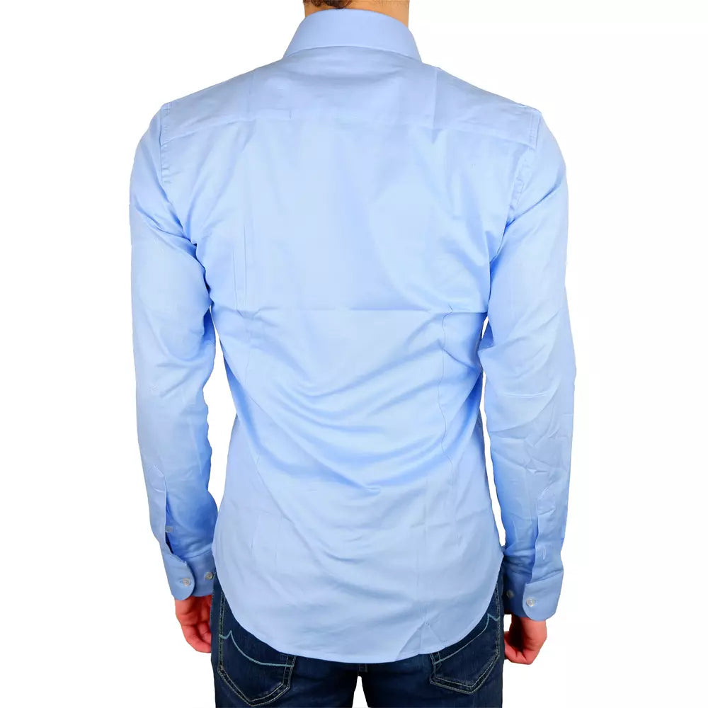 Elegant Milano Light Blue Gabardin Shirt