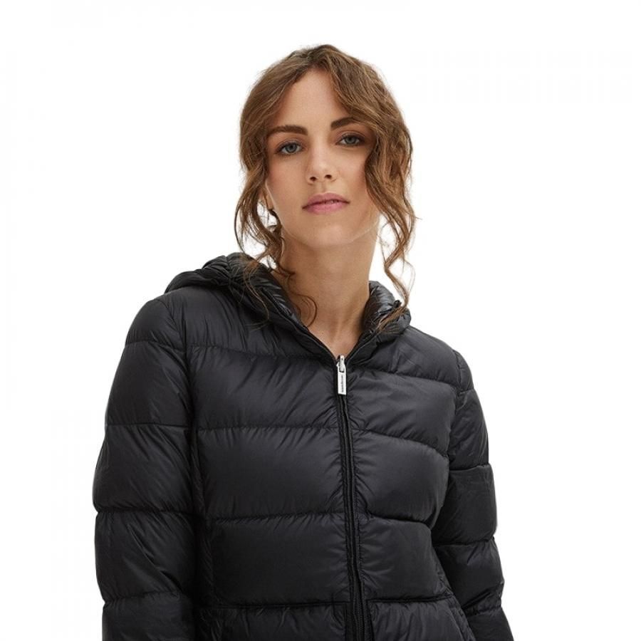 Sleek Nylon Down Jacket with Hood