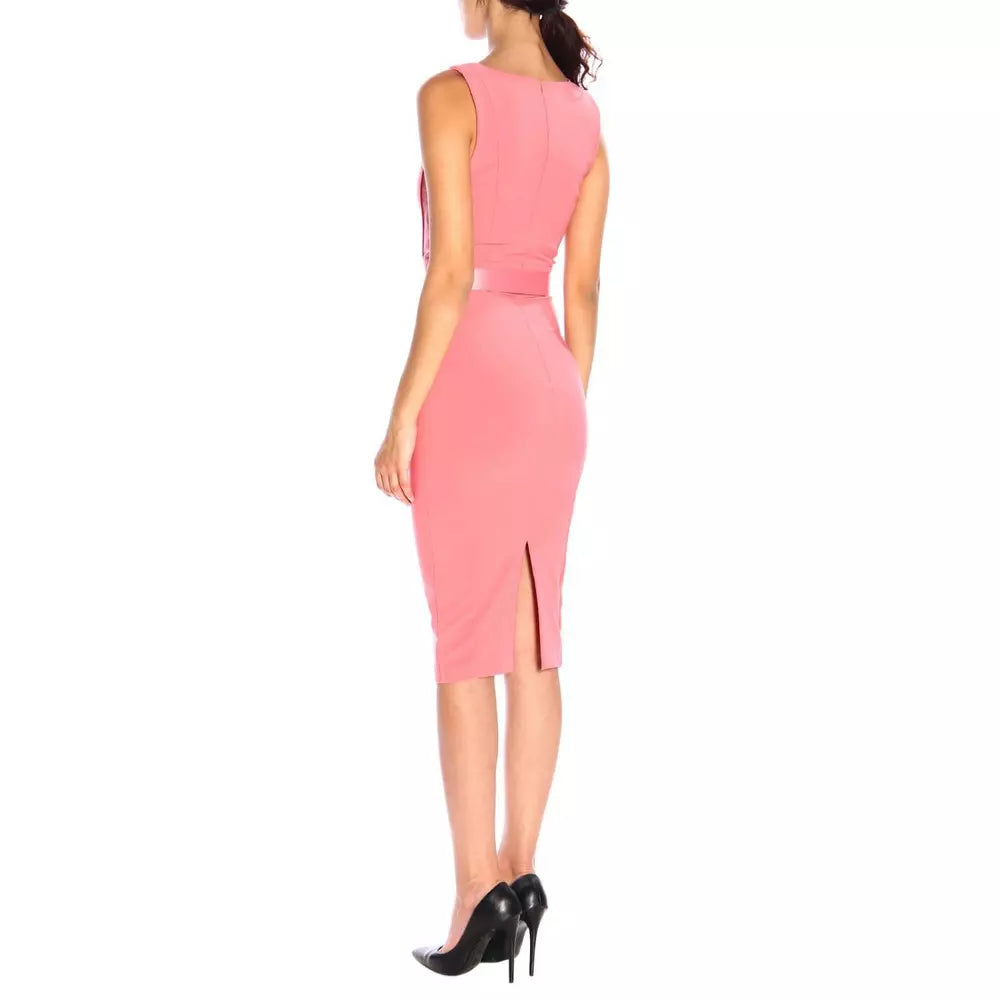 Sleeveless Belted Dress in Pink